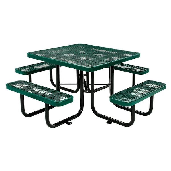 Global Industrial Square Picnic Table, Green, Expanded Metal, 46 in 277151GN - main